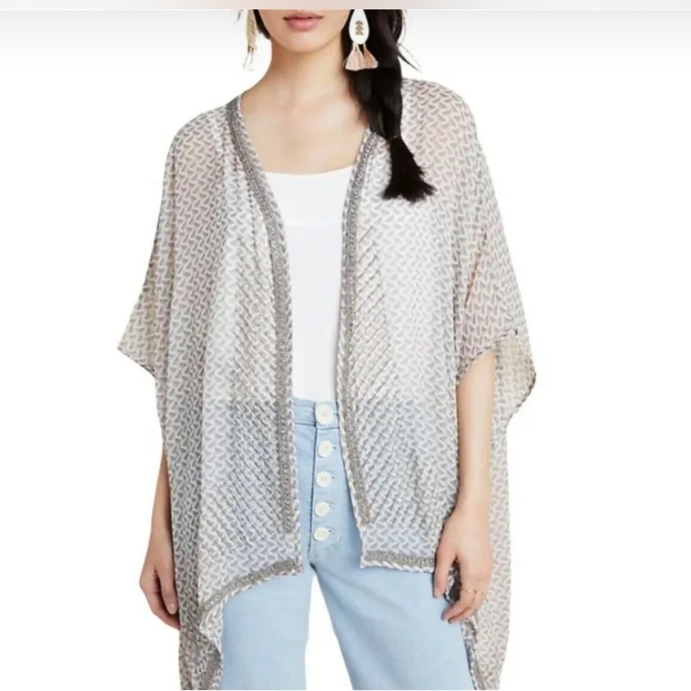 Andersen & Lauth x Anthropologie JOYA O/S Gray Beaded Geometric Kimono